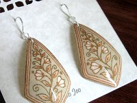 Greem Spring Vines Diamond Earrings Pysanky Eggshell Jewelry by So Jeo : pysanky pysanka ukrainian easter egg batik art eggshell jewelry pendants earrings drop dangle etched flowers gift women accessories accessory pendant necklace bail crystal finding sterling silver filled sojeo flowers celtic purple white red pink brown green purple orange cream burgundy magenta teal turqoise crows crow blue black so jeo art handmade